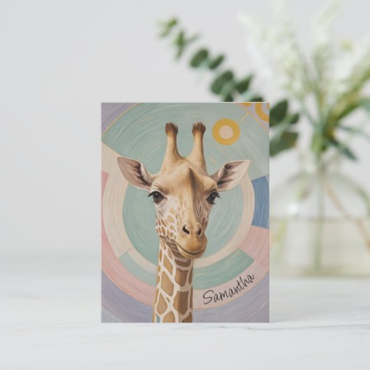 Carte Postale Géant doux : Pastel Giraffe (Debout devant)