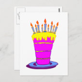 Carte Postale Géant gâteau d'anniversaire rose (Devant / Derrière)
