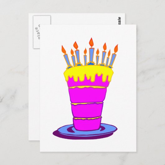 Carte Postale Géant gâteau d'anniversaire rose (Devant / Derrière)