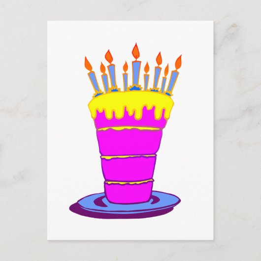 Carte Postale Géant gâteau d'anniversaire rose (Devant)