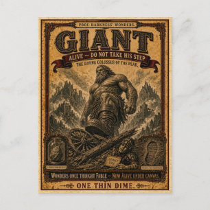 Carte Postale Géant, Monstre de Cirque Vintage
