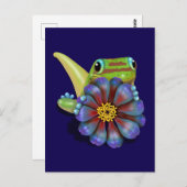 Carte Postale Gecko avec Zinnia Flower (Devant / Derrière)