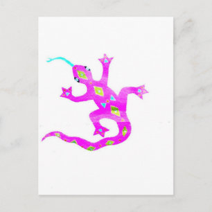 Carte Postale Gecko en rose2