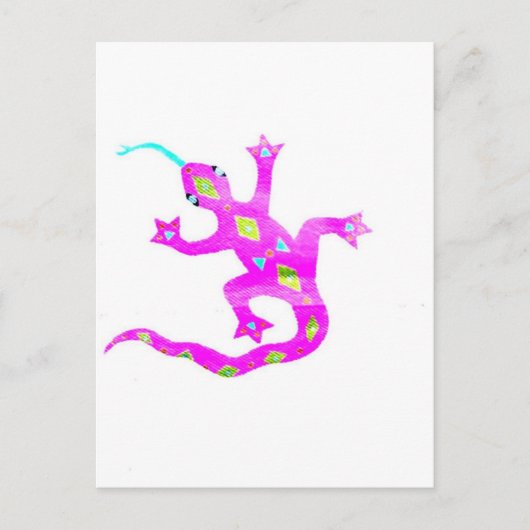 Carte Postale Gecko en rose2 (Devant)