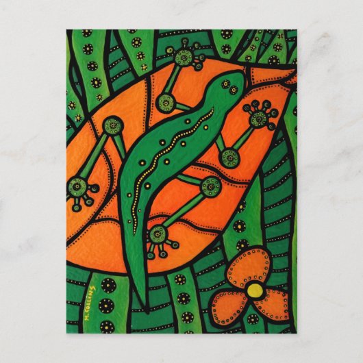 Carte Postale Gecko Orange Et Vert (Devant)