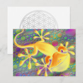 Carte Postale Gecko souriant - points colorés (Devant / Derrière)