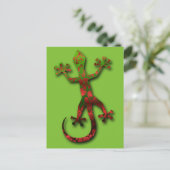 Carte Postale Gecko vert brillant et rouge orange (Debout devant)
