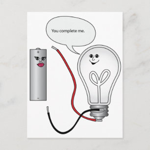 Carte Postale Geek Love You Complete Me Circuit électrique