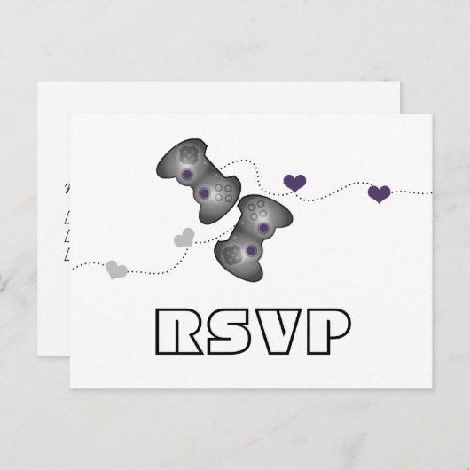 Carte postale Geeky Gamers RSVP (Argent/Violet) (Devant / Derrière)