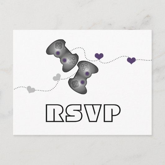 Carte postale Geeky Gamers RSVP (Argent/Violet) (Devant)