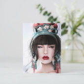 Carte Postale Geisha aux lèvres bissables (Debout devant)