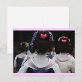 Carte Postale Geisha - Bordure rose (Devant / Derrière)