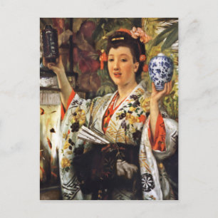 Carte Postale Geisha Girl Holding Ginger Jar