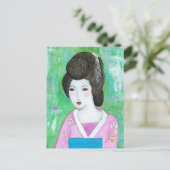 Carte Postale Geisha Girl Mixed Media Peinture Abstraite (Debout devant)