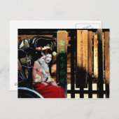 Carte Postale Geisha japonais dans un Rickshaw (Devant / Derrière)