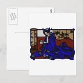 Carte Postale Geisha Reading dans Blue Kimono (Devant / Derrière)