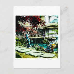 Carte Postale Geisha vintage à la maison de thé Kusatsu Maple Tr