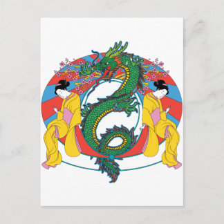 Carte Postale Geishas avec Dragon