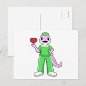 Carte Postale Geko en tant qu'infirmière avec cœur (Devant / Derrière)