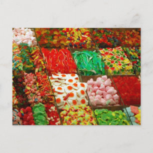 Carte Postale Gellies multicolores sur étagères COLORÉ GUMMMY CA