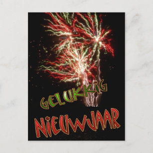 Carte Postale Gelukkig Nieuwjaar Vuurwerk Briefkaart