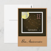 Carte Postale Gémeaux 21 mai au 21 juin Postkarte (Devant / Derrière)