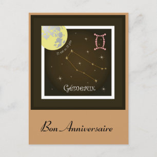 Carte Postale Gémeaux 21 mai au 21 juin Postkarte