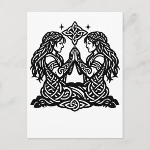 Carte Postale Gémeaux — Jumeaux du zodiaque de l'encre hantée