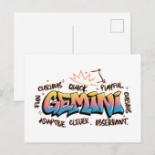 Carte Postale Gémeaux Zodiaque  Graffiti  (Devant / Derrière)
