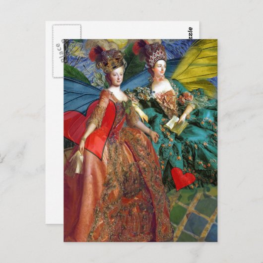 Carte Postale Gemini gothique classique femme papillon Whimsical (Devant / Derrière)