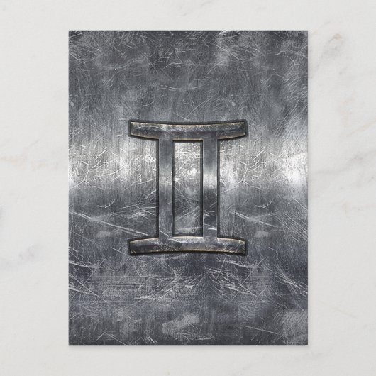 Carte Postale Gemini Sign en Distressed Siver Steel (Devant)