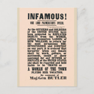 Carte Postale gen Butler Nouvelle-Orléans, Guerre civile