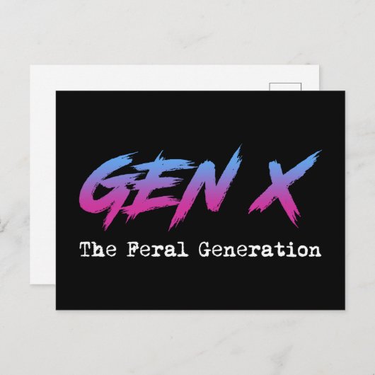 Carte Postale Gen X - Génération Feral (Devant / Derrière)