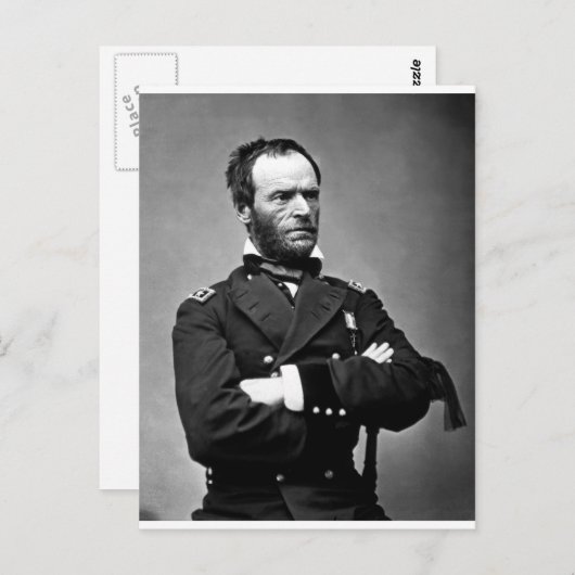 Carte Postale Général William Tecumseh Sherman, 1865. (Devant / Derrière)