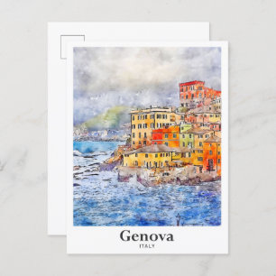 Carte Postale Gênes Italie Aquarelle Voyage Croquis main