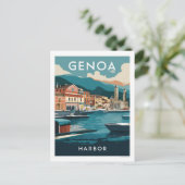 Carte Postale Gênes Italie Port Peinture de Voyage (Debout devant)