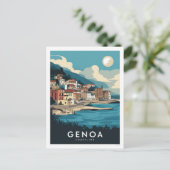 Carte Postale Gênes Italie Retro Peinture de Voyage (Debout devant)