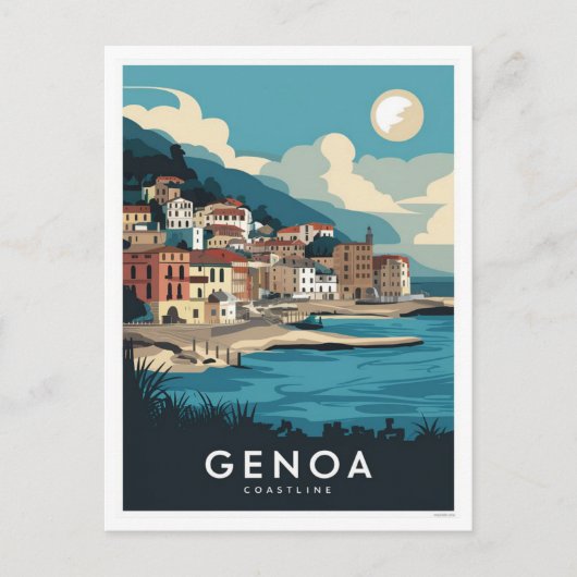 Carte Postale Gênes Italie Retro Peinture de Voyage (Devant)