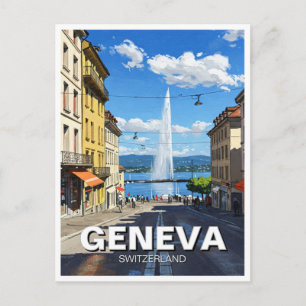Carte Postale Geneva Street Suisse Travel Jet d'eau