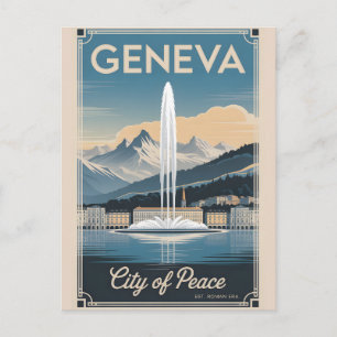Carte Postale Genève Suisse Rétro Ciel Ville Paysage Voyage