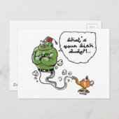 Carte Postale génie de_la lampe avec texte arabe (Devant / Derrière)