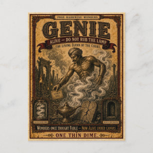 Carte Postale Génie, Monstre de Cirque Vintage