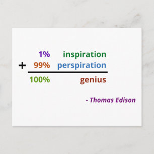 Carte Postale Genius est 1% inspiration et 99% perspiration