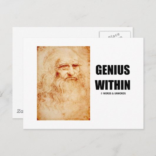 Carte Postale Genius Within (Leonardo da Vinci Autoportrait) (Devant / Derrière)