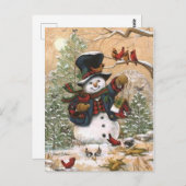 Carte Postale gentil Snowman (Devant / Derrière)