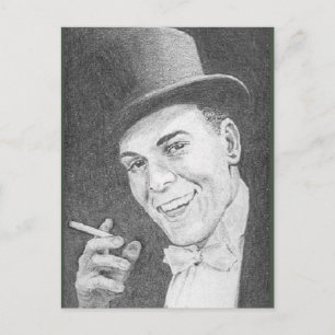 Carte Postale Gentleman avec Cigarette dessinée au crayon en 200