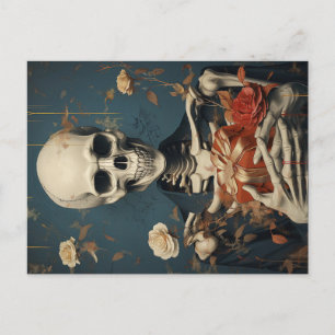 Carte Postale Gently Skeleton with B-Day Gift in Hand