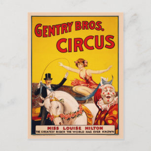 Carte Postale Gentry Bros. Circus Poster ft. Miss Louise Hilton