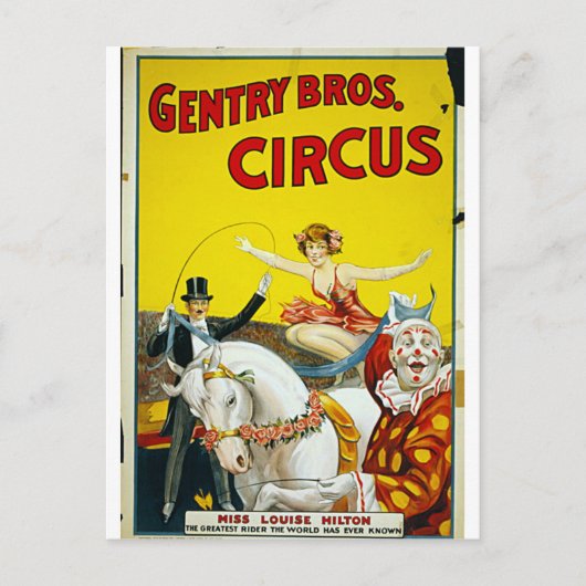 Carte Postale Gentry Bros. Cirque (Devant)