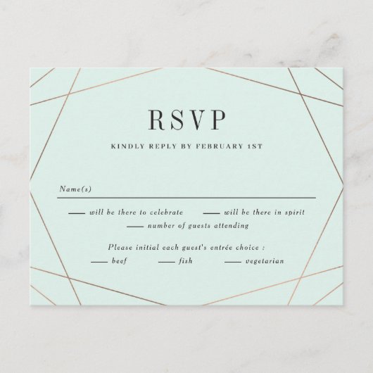 Carte Postale Geo Frame Wedding RSVP Réponse Card (Devant)